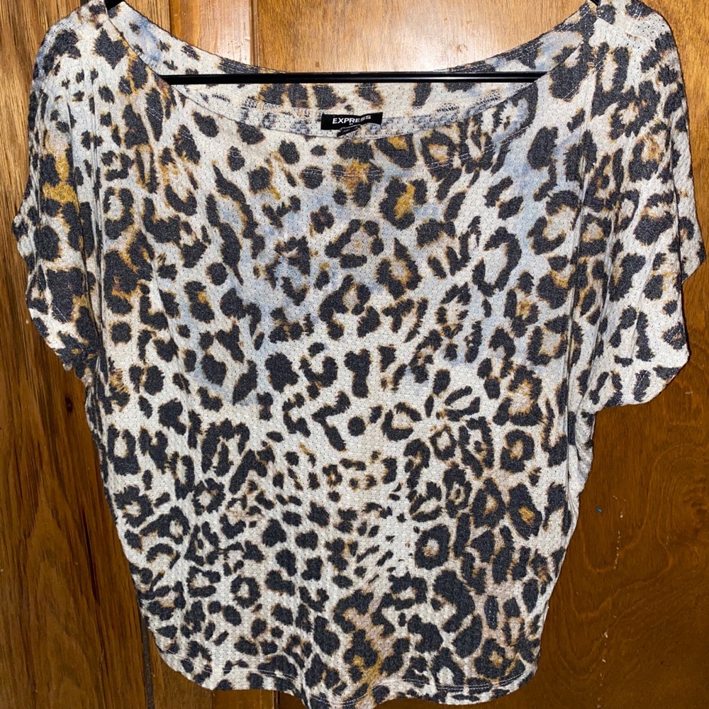 Cheetah print off the shoulder shirt